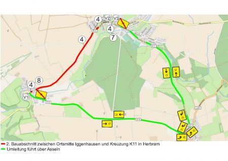 Umleitungsplan der Kreisstraße 13 - 2. Bauabschnitt